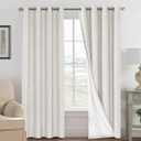 H.VERSAILTEX Linen Curtains 100% Blackout Curtains for Bedroom 90 inch Long Full Light Blocking Nature Linen Blended Window Curtains for Living Room Nickel Grommet (2 Panels, Ivory), 52"W x 90"L
