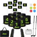 Golf Chipping Game with 2 Retractable Clubs & 9 Holes, Portable Golf Set for Adults Kids, Outdoor Indoor Sports Practice Toy Gift for Family Play Yard, Backyard, Lawn, Beach