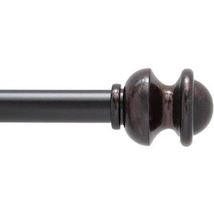 Kenney Kendall Knob Window Curtain Rod, Adjustable 28-48 Inch, Antique Rust Brown