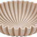 Large Decorative Bowl, Modern Handicraft Bowls for Home Decor, Decorative Fruit Bowl for Kitchen Counter, Ruffle Decor, Stylish Key Bowl for Entry Table, Artificial Stone Beige