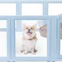 DIY Clear Acrylic Dog Playpen House,Quick Easy Assembly and Disassembly,Strong Floor Suction,Indoor and Outdoor Use,Easy Cleansing Puppy Fence (Sky Blue, 23.6" H, 10PCS)