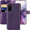 MONASAY Wallet Case Compatible for Galaxy S20+ Plus 5G, 6.7 inch, [Included Screen Protector] Flip Folio Leather Cell Phone Cover with Credit Card Holder, Purple