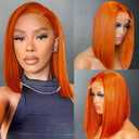 Belaved Bob Wig Human Hair Orange 180% Density 13x4 HD Transparent Lace Front Wigs Pre Plucked with Baby Hair Glueless Wigs Short Bob Frontal Wigs for Black Women Ginger 16 Inch