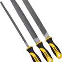 TARIST Metal File Set, 3-Piece, 8-inch,Professional Carbon Steel File, Includes Flat/Half-Round/Round,Work for Metal, Wood and More