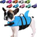 Queenmore Small Dog Life Jacket,Shark Dog Life Vest for Swimming,Puppy Light Life Preserver for Boating Kayaking Canoeing,Pet Lifesaver with High Buoyancy,Rescue Handle,Leash Hook (Peacock Blue,S)