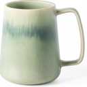 Ceramic Coffee mugs, 24 oz, Extra Large Mugs, Big Tea and Cups, Large Handle, Pottery Mugs, Transmutation Glaze Wide Bottom Coffee Mug, Microwave and Dishwasher Safe. (Light Green)