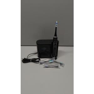 Aquasonic Black Series PRO UV – Ultra-Whitening Electric Toothbrush – 4 Modes & Smart Timers – UV Sanitizing Base, Premium Travel Case & 6 Proflex Brush Heads – ADA Accepted