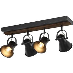 KEESFU 4-Light Track Lighting Kit,Black Semi Flush Mount Ceiling Light with 4 Rotatable Light Heads,Modern Farmhouse Lighting for Livingroom,Bedroom,Hallway,Art Wall,Bathroom,Kitchen.(4-Light)
