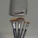 BK BEAUTY BRUSHES - ANGIE HOT & FLASHY Travel Brush Set with Pouch - Foundation Makeup Brushes - Brush for Liquid or Cream Foundations - Under-Eye Concealer | Bronzer, Blush & Highlighter Makeup Brush,