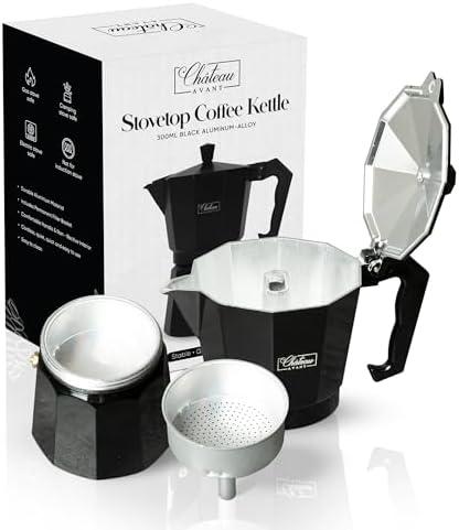 Moka & Espresso Pot Stovetop - 10.6oz - Rich, Full-Body Moka Pot Coffee Maker - Aluminum Espresso Maker Stove Top Coffee Pot - Moka Coffee Maker - Italian Greca de Cafe