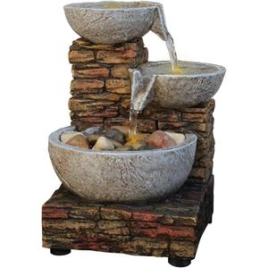 Nature's Mark 6" H Cascading Bowl and Brick LED Fountain (Adapter Included Free)