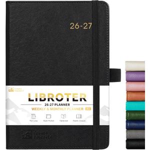 2026-2027 Planner - Academic Planner 2026-2027 Weekly Monthly Planner, July 2026 - June 2027, 5.7'' x 8.4'', Thick Paper, Leather Cover, Pen Holder, Back Pocket, Perfect Daily Organizer - Black
