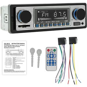 Classic 7" Single Din Car Radio,Bluetooth Car Stereo, FM Radio,Car Audio Receiver, Voice Control,Hands-Free Calling, Built-in Microphone,USB/SD/AUX,Support MP3/WMA/WAV, Dual.Car Multimedia Player