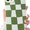 2 x NITITOP Compatible with iPhone 11 Pro Max Case Cute Aesthetic Checkerboard Larger Blocks Pattern for Women Girl Trendy Slim Fit TPU Silicone Shockproof Full Camera Protection Cover - Green