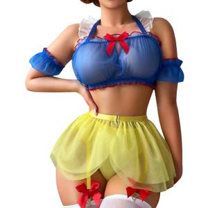 RSLOVE Sexy Women's Lingerie Set - Sexy Cosplay Lingerie Set Princess Lingerie Halloween Costumes Halloween Lingerie Role Play (Blue & yellow)