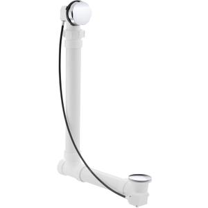KOHLER 7213-CP Clearflo Cable Bath Drain with PVC Tubing, Metal Control Handle, Cable-Activated Bath Drain, Polished Chrome