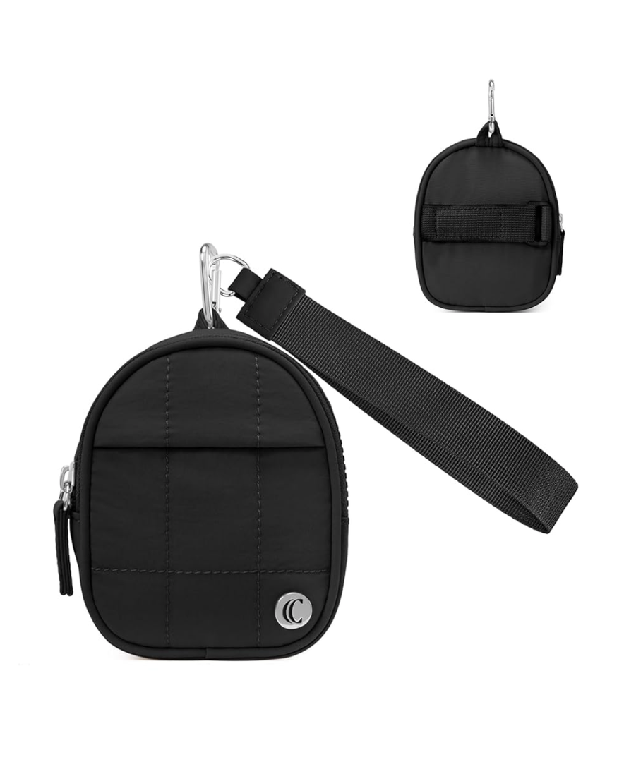 CLUCI Mini Backpack Keychain Wallet Small Change Quilted Coin Purse Cute Puffer Wristlet Pouch with 3 RFID Card Slots