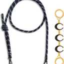 Purse Straps Replacement Crossbody, Paracord Rope Hand Woven Purse Strap with Gold Bag Extender Chain for Long Champ Mini Handbag Adjustable Bag Shoulder Strap for Women, Teens, Black