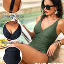 HUICHANG Women One Piece Tummy Control Swimsuit Full Coverage Adjustable Bathing Suit High Waisted Push Up Ruched Swimwear (XL)