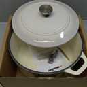 Mueller 6qt Enameled Cast Iron Dutch Oven, Heavy-Duty Casserole and Braiser Pan with Lid and Knob, Oven-Safe up to 500 F & Across All Cooktops, White