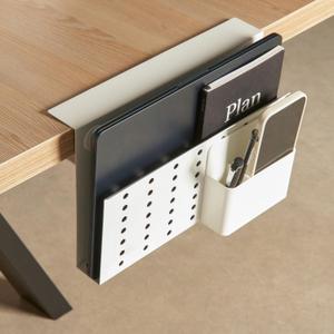 GAROOD Laptop Side Storage Vertical Stand Under Desk top Storage Clamp On Desktop Shelf Hanging Desk Organizer Computer Mount Side Table Organizer Caddy Book Caddy - One Tier White (Medium)