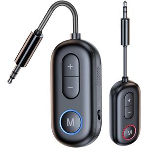 Bluetooth 5.4 Transmitter Receiver - 2-in-1 Bluetooth Wireless Audio Transmitter for Headphones or BT Devices - 3.5mm Audio Jack Adapter for TV, Airplane, Car, PC, Gym Equipment, Switch (Black)