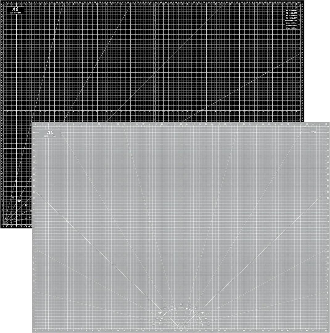 Headley Tools Thickened 36 x 48 Inch Self Healing Sewing Cutting Mat, A0 Rotary Cutting Sewing Mat for Crafts, Double Sided 5-Ply Table Cutting Board for Fabric Quilting Leather Hobby, Grey/Black