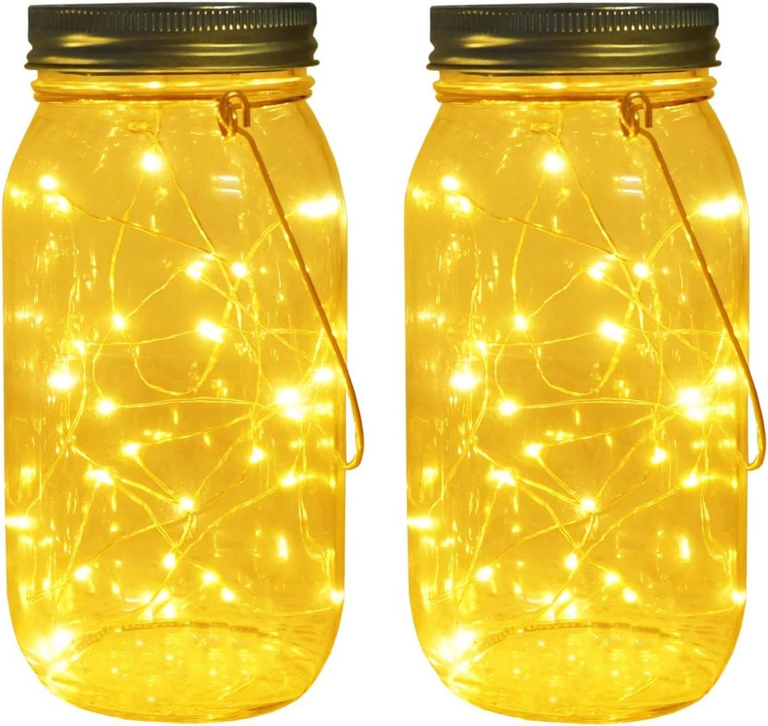 Solar Mason Jar Lights, Large Size Bigger Glass Mason Jar with 30 LEDs Fairy Firefly String Lights, Best Patio Yard Desktop Party Decor Outdoor Solar Hanging Lanterns (2-Pack) Solar Mason Jar Lights, Large Size Bigger Glass Mason Jar with 30 LEDs Fairy Firefly String Lights, Best Patio Yard Desktop Party Decor Outdoor Solar Hanging Lanterns (2-Pack)