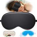 TOPOINT Silk Sleep Mask Light Blocking, 3-in-1 Cooling Heated Eye Mask for Sleeping, Includes Silk Senna Seed and Gel Masks for Women Men Dry Eye Dark Circles