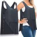 Jiuguva Mastectomy Recovery Tank Top with Drain Pocket Adjustable Hold Drainage Tube Surgical Recovery Tank Top with Pocket(Gray, 2XL) 