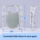 Medline 3-in-1 Steel Bedside Commode, Elongated Seat, Sturdy Folding Frame, 7.5 QT. Bucket, 350 lb. Weight Capacity, Clip-on Seat, Easy Cleaning, Tool-Free Assembly, Gray