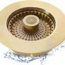 Kitchen Sink Drain Strainer,3 in 1 Pop Up Kitchen Sink Stopper,Made of Brass Material, with an Extra Basket Strainer, Sink Bounce Core Drain Strainer, Universal for US Standard 3-1/2 Inch, Gold