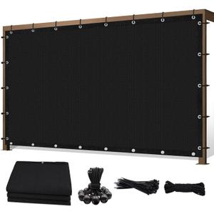6' X 16' 90% Sun Shade Cloth Outdoor Patio Black Pergola Shades Cover Privacy Screen UV Block Porch Screens Canopy for Patio Outside Outdoor