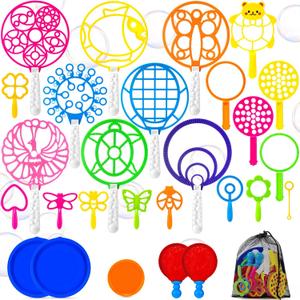 27 Pcs Bubble Wands Set, Assorted Bubble Wand for Kids Adults with Tray, Large Bubble Makers Bulk for Summer Outdoor Activities Birthday Gifts Party Favors