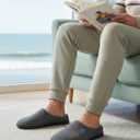 VeraCosy Men's Two-Tone Cozy House Slippers Dark Gray/Blue, 13-14 US
