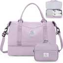 Weekender Bags for Women,Overnight Travel Duffel Bag with Shoes Compartment& Toiletry Bag,Extra Large(Purple)