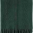 BATTILO HOME Christmas Décor Green Throw Blanket with Fringe, Geometric Bed Throws Dark Green Throws Decorative Throw Blanket for Couch, 50"x60"