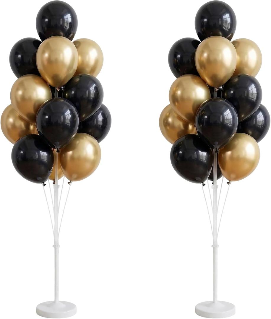 Balloon Column Kit for Floor-Balloon Columns with Stand, Base and Pole,Balloon Tower Backdrop Decoration for Wedding, Baby Shower, Birthday Party, or Bachelorette Parties (Black Gold)