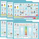 6 Pcs Communication Board for Nonverbal Adults Aphasia Colorful Picture Symbol Communication Cards for Patients Children(Blue)