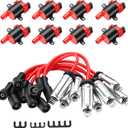 8Pcs D585 UF262 Ignition Coils Pack Round Type + 8Pcs 8mm Spark Plug Wire Set, Compatible with Chevrolet, Fit For GMC, Fit For Cadillac 1999-2007 4.8L 5.3L 6.0L, Replaces# 748UU 12622553 12656210