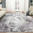 Washable Rug 5x7 Area Rugs for Living Room: Modern Abstract Neutral Soft Carpet for Bedroom Dining Room Under Kitchen Table Home Office Decor - Grey