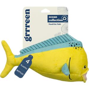Ocean Collection Dog Toys | Jumbo Sized Mandi The Mahi Mahi | Cute, Durable, & Sustainable Plush Chew Toys for Dogs 50 lbs & up | Eco Friendly & 100% Recycled Materials