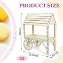Wonderjune 2 Pcs Wooden Candy Cart with Wheels for Party Mini Wooden Tabletop Dessert Display Stand for Weddings Birthdays Baby Showers Party Decoration,25" x 20.5" x 9.75"