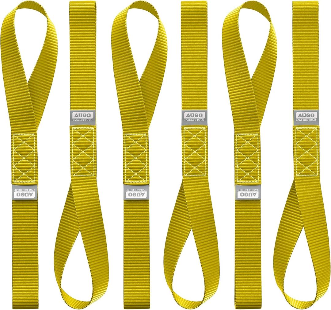 AUGO Heavy Duty Soft Loops Pack of 6-1.5 x 17 Tie Down Anchor Straps for Use w/Ratchet Strap Hooks  3000Lb Load Capacity & 10,000Lb Break Strength  Great for Motorcycle, Bike, Roof Rack, Etc.
