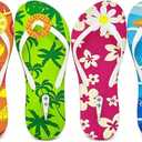 4 Pcs Hawaiian Beach Flip Flop Wall Hooks, Decorative Wooden Towel Rack Hangers for Pool Bathroom Bedroom Ornament, One Si
