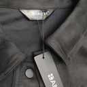Allegra K Women's Turn-Down Collar Flap Pockets Snap Button Faux Suede Jacket (Large, Brown)