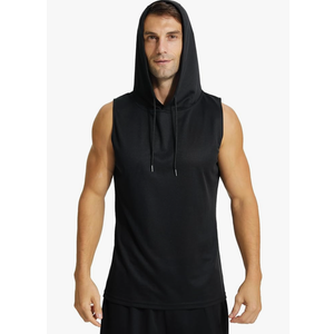 YUSHOW Mens Active Workout Hooded Tank Tops Sleeveless Quick Dry, Athletic Running Trainning Cut Off Muscle Gym Shirt, XL