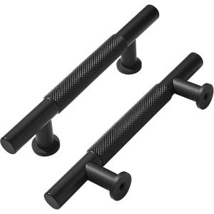khtumeware 10 Pack 4 Inch(102mm) Drawer Handles Knurled Matte Black Cabinet Pulls Drawer Pulls Kitchen Hardware Kitchen Handles for Cabinets Cupboard Handles