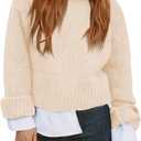 Saodimallsu Womens Turtleneck Fuzzy Sweaters Long Sleeve Chunky Knit Casual Loose Warm Fall Winter Pullover Sweater (Small, Apricot)