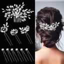 Bride Hair Pins Rhinestone Bridal Hair Piece for Women Crystal Hair Accessories for Bride Bridesmaids Flower Girls(Silver Classic)